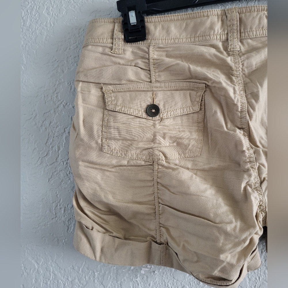 No Boundaries Vintage Ruched Cargo Shorts Tan/ Beige Juniors Sz 7 - Picture 7 of 10